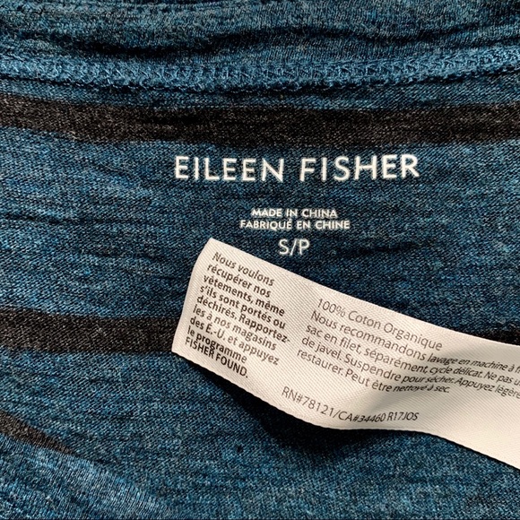 SOLD-Eileen Fisher Organic Cotton Striped Tee - Picture 7 of 8